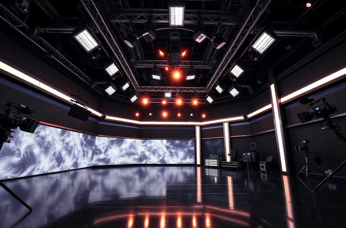 Studio 1 floor with lighting grid