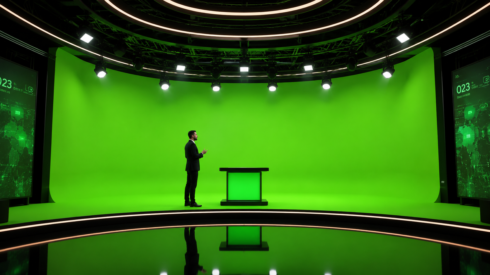 Green screen stage before rendering